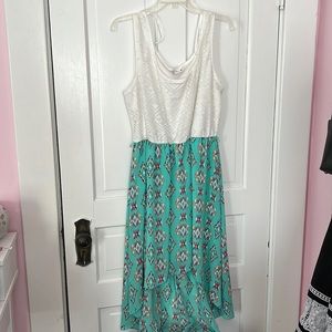 Turquoise and Lace High Low Dress